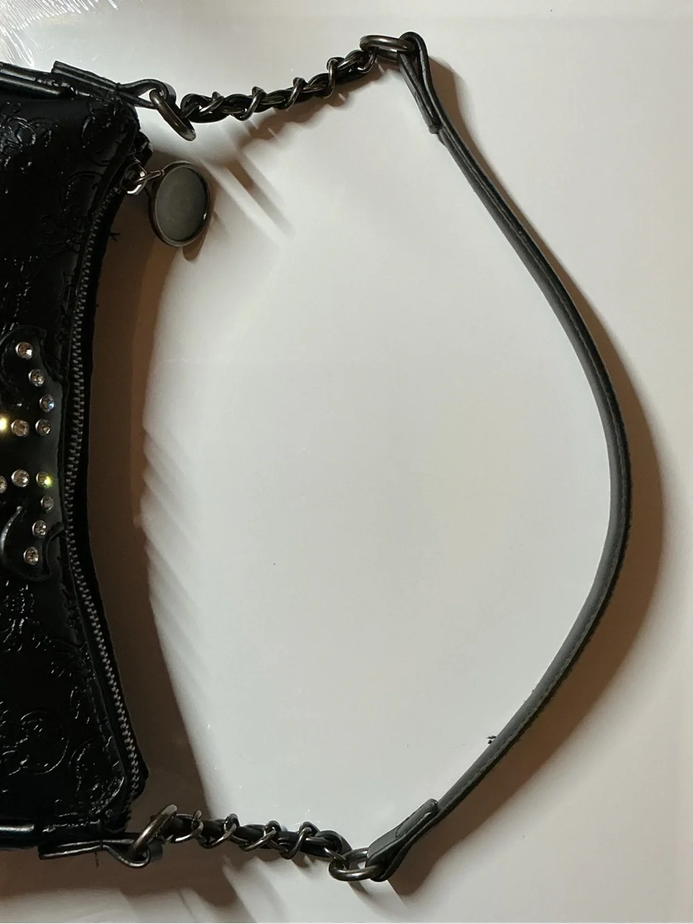 Ed Hardy Studded Jewel Baguette Shoulder Bag - Black - nwot